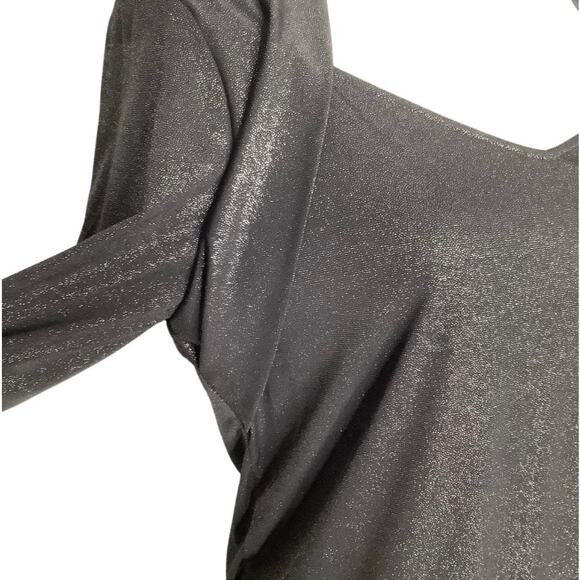 Doncaster Sport Black Silver Sparkle Layered Look Long Sleeve Top Medium - Picture 3 of 6